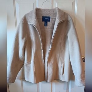 Camel Sherpa lined 1990's IZOD zipper jacket